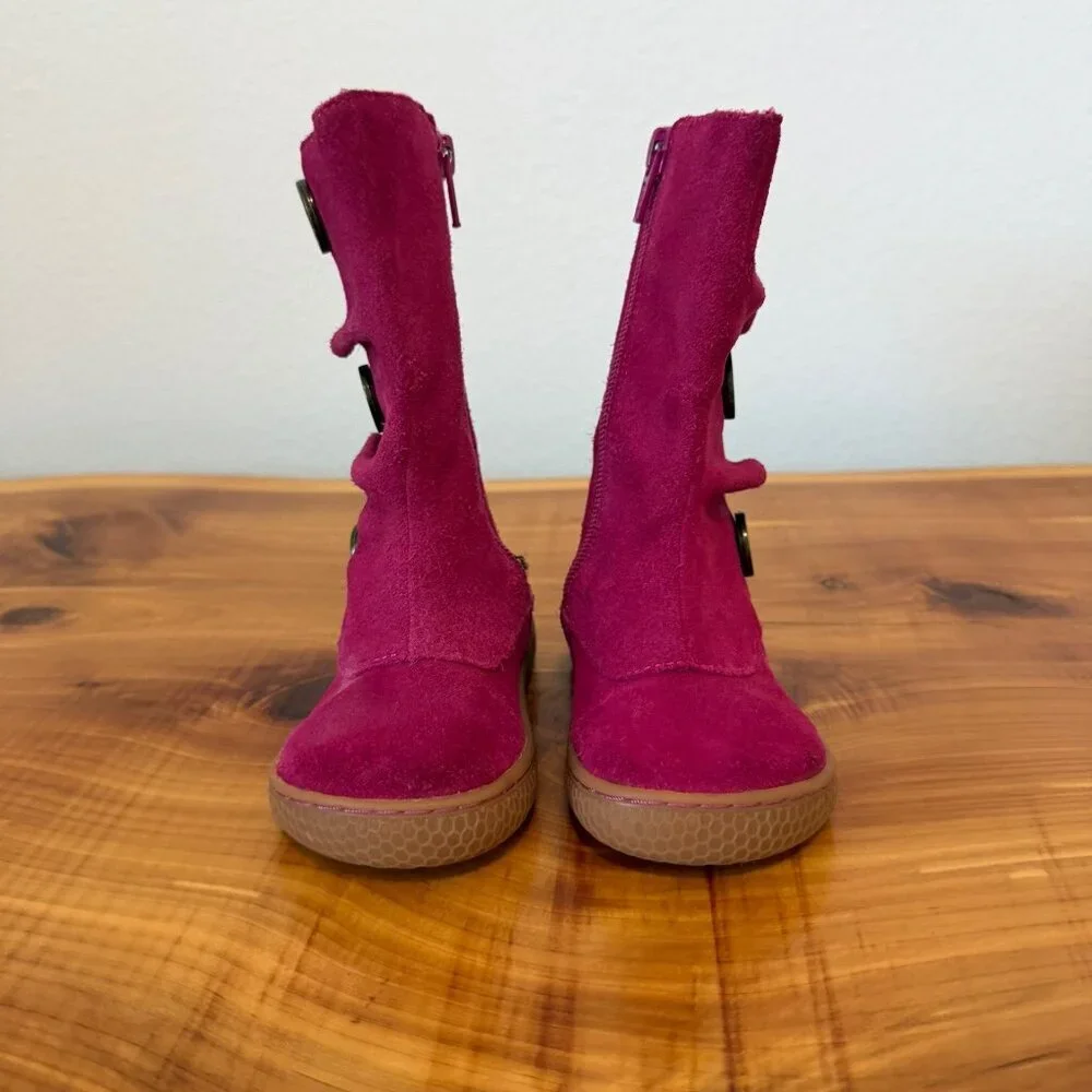 Livie & Luca Marchita Tiempo Pink Fuchsia Leather Suede Boots Girls Size 7